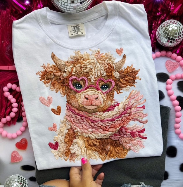 Valentine's Day Shirt, Highland Cow Shirt, Highland Cow Valentine's Day Shirt