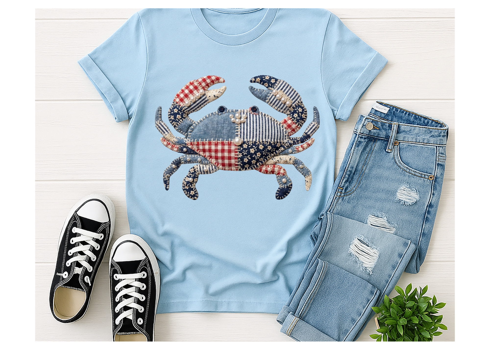 Patchwork Crab Shirt, Summer Shirt, Beach Shirt