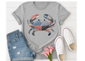 Patchwork Crab Shirt, Summer Shirt, Beach Shirt